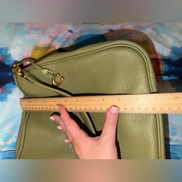 Coach Cary Moss Olive Green Pebbled Leather Shoulder Bag - also have the wallet! - Picture 14 of 16